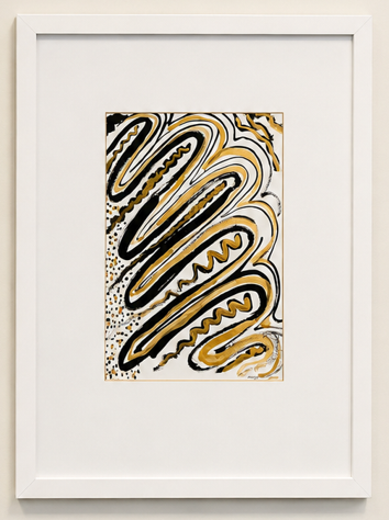 Pintura original de Dra. Sumika Mori em tinta preta e folha de ouro, obra 4